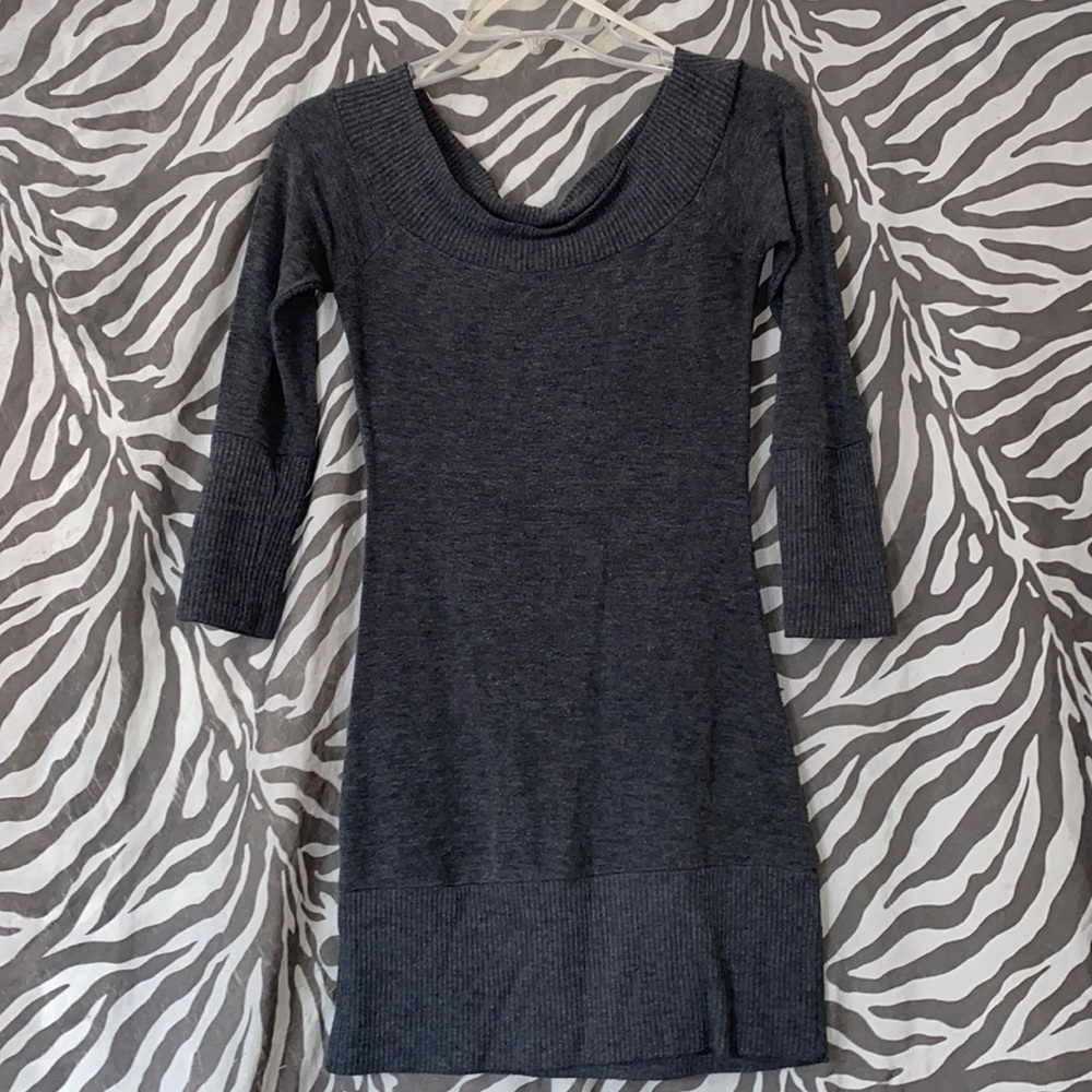 Charcoal Grey Sweater Mini Dress